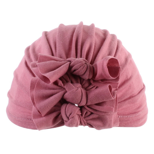 Pleated bowknot baby hat