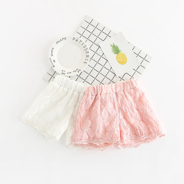 Lace shorts, girls' clothing, flower hot pants