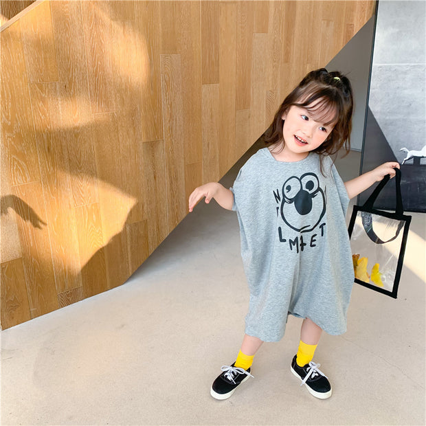 Loose Casual Short Sleeve Top Kids Long T-Shirt