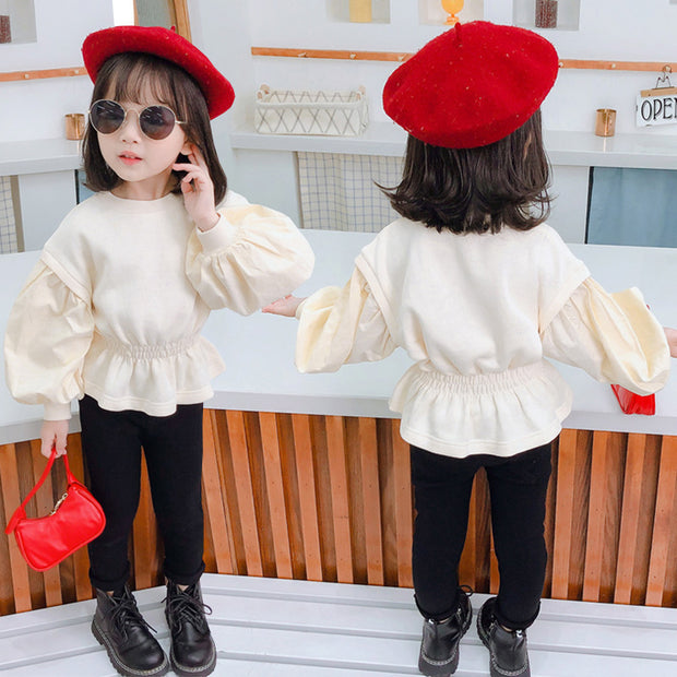 Children's clothing baby girl suit puff sleeve top