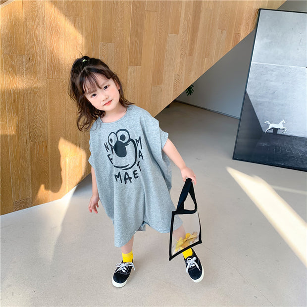 Loose Casual Short Sleeve Top Kids Long T-Shirt