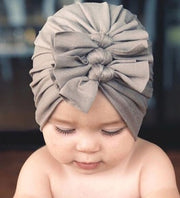 Pleated bowknot baby hat