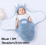 Super Soft Baby Sleeping Bag Fluffy Fleece Newborn Blanket Swaddle Blankets, Unisex Baby Wrap For Newborn Baby Boys Girls With Head-Protecting & Head-Supporting Function, Wearable Swaddle Sleep Sack